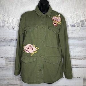 TopShop floral embroidered military shirt jacket